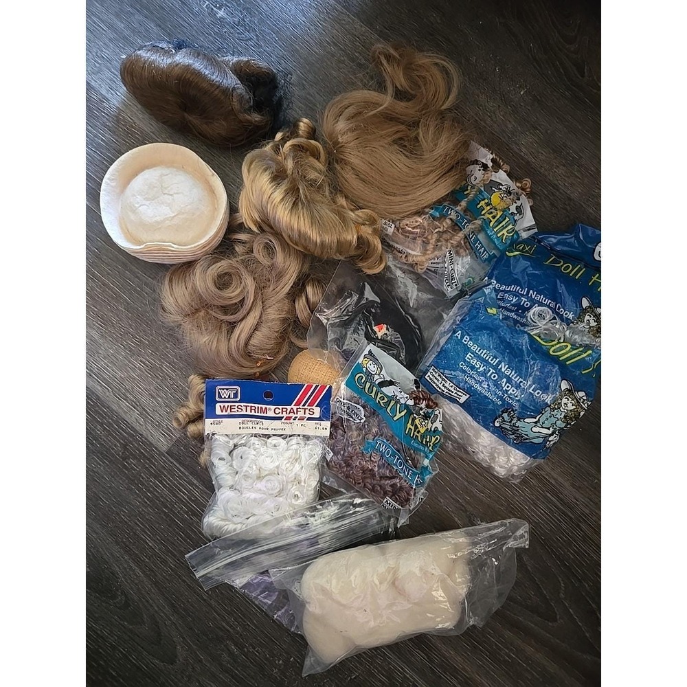 Lot Of Doll Wig Hair Wigs And Curly Packaged Crafts